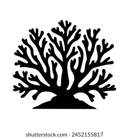 Illustration of sea Coral silhouette on isolated background