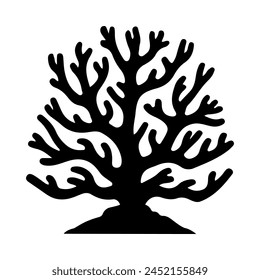 Illustration of sea Coral silhouette on isolated background