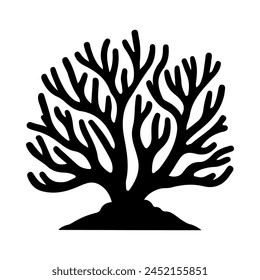 Illustration of sea Coral silhouette on isolated background