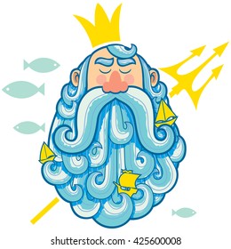 Illustration of sea god Neptune.