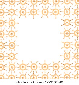 Illustration of a sea with helms. Children's frame with space for text on a white background. Vector