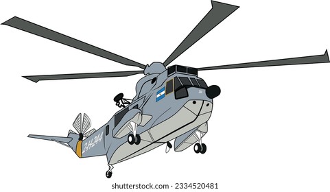 illustration of a sea king s61t triton helicopter from the republic of argentina