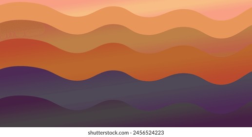 Illustration of sea landscape, waves, gradient, wallpaper, background, nature