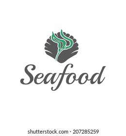 Illustration of sea shells with seaweed