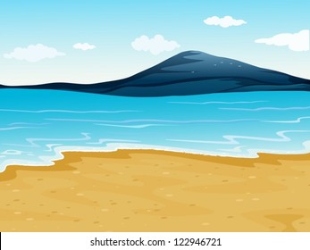 Illustration of a sea shore in a beautiful nature