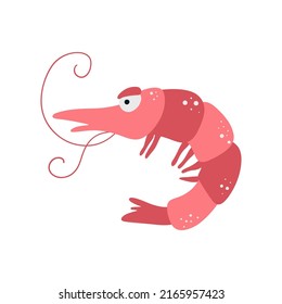 Illustration of sea shrimp on a white background vector illustration cartoon flat style