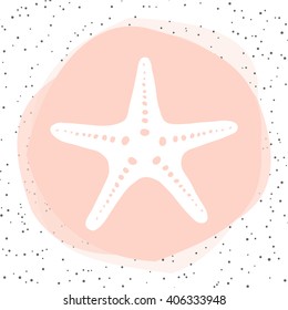 Illustration of sea star in the dots background. Marine and nautical  theme. Vector art.