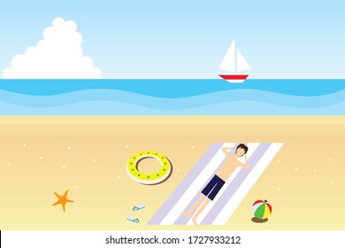 Illustration of the sea in summer.