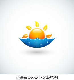 Illustration of sea and sun