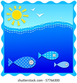 ilustración del mar y el sol