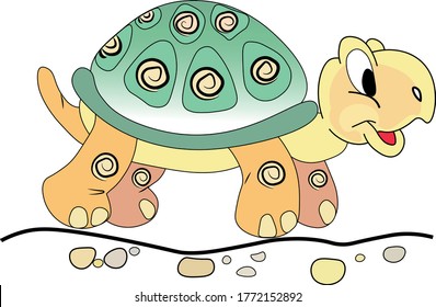 illustration of a sea turtle with a green shell