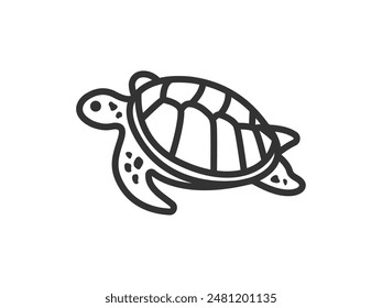 Illustration of a sea turtle icon (line drawing).