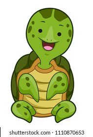 Illustration of a Sea Turtle Smiling and Sitting Down