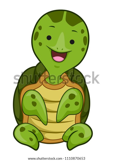 Illustration Sea Turtle Smiling Sitting Down Stock Vector (Royalty Free ...