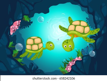 Illustration of sea underwater background vector