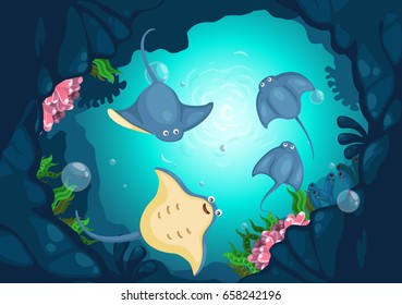 Illustration of sea underwater background vector
