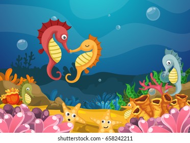 Illustration of sea underwater background vector