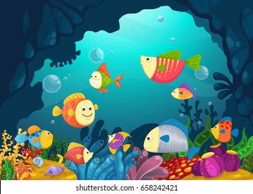 Illustration of sea underwater background vector