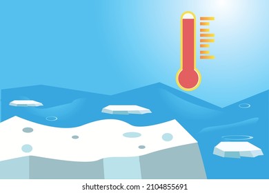 illustration of sea water rising to the surface due to the heat of the sun and global warning