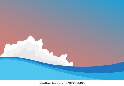Illustration of a sea with waves