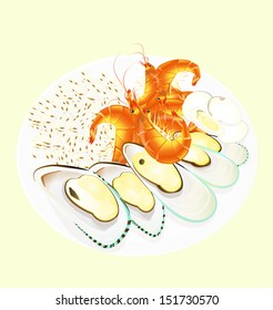 Illustration of seafood
