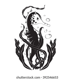 illustration of seahorse tattoo