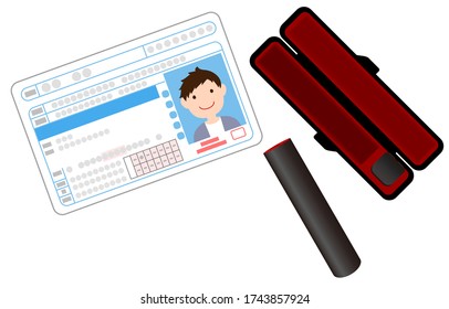 Illustration of seal, seal case and driver's license