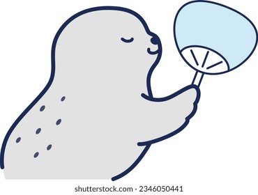 Illustration of a seal fanning a fan