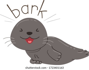 Illustration of a Seal Smiling and Making Barking Sounds