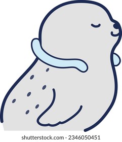 Illustration of a seal wearing a cool neck ring