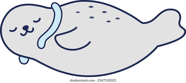Illustration of a seal wearing a cool neck ring