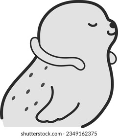 Illustration of a seal wearing a cool neck ring(black and white)