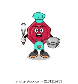Illustration of sealing wax as a bakery chef , character design