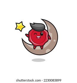 illustration of sealing wax cartoon sitting on the half moon , cute style design for t shirt, sticker, logo element