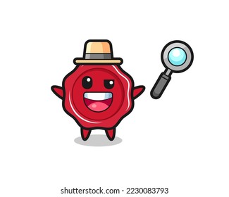 illustration of the sealing wax mascot as a detective who manages to solve a case , cute style design for t shirt, sticker, logo element