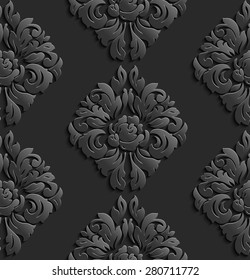 Illustration of seamless abstract black floral vine pattern