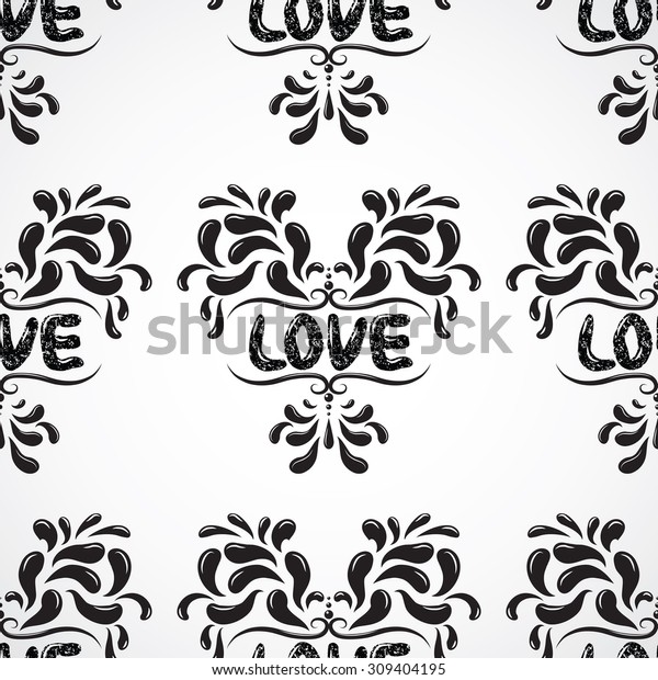 Illustration Seamless Abstract Black Floral Vine Stock Vector Royalty Free 309404195