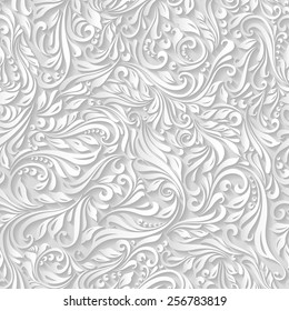 Illustration Of Seamless Abstract White Floral And Vine Pattern