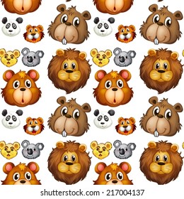 Illustration of a seamless animal heads
