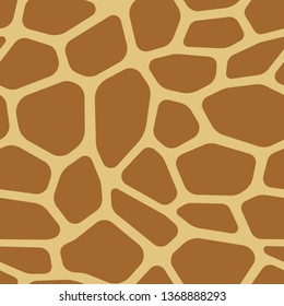 Illustration Of Seamless Animal Print Pattern Texture Background. Realistic Giraffe Skin Color. Vector