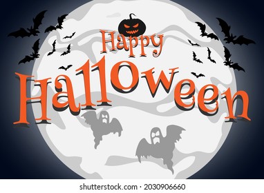 Illustration seamless background abstract pattern for Halloween party with pumpkin, castles, ghosts, bat spiders, witches, cauldron, scary trees. A sketch for Halloween. Flat silhouette style. EPS 10
