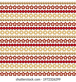 Illustration of seamless background with beads and precious stones borders