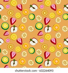 Illustration seamless background with bright fruit candy