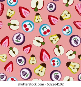 Illustration seamless background with bright fruit candy