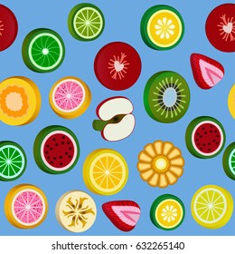 Illustration seamless background with bright fruit candy