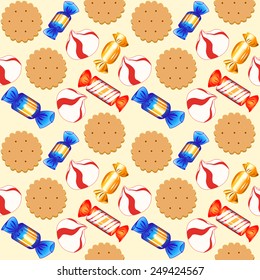 illustration seamless background with candies and biscuits