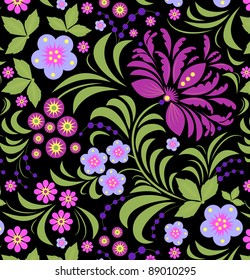 Illustration of seamless background with colorful flower