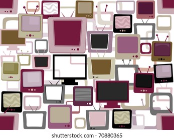 Illustration of a Seamless Background Featuring Televisions