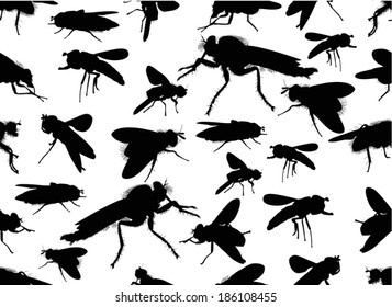 Illustration Seamless Background Fly Silhouettes Stock Vector (Royalty ...