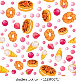 Illustration of a seamless background of fruit baking